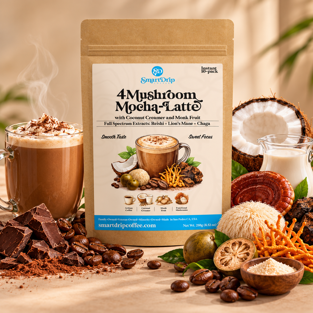 Four Mushroom Mocha Latte