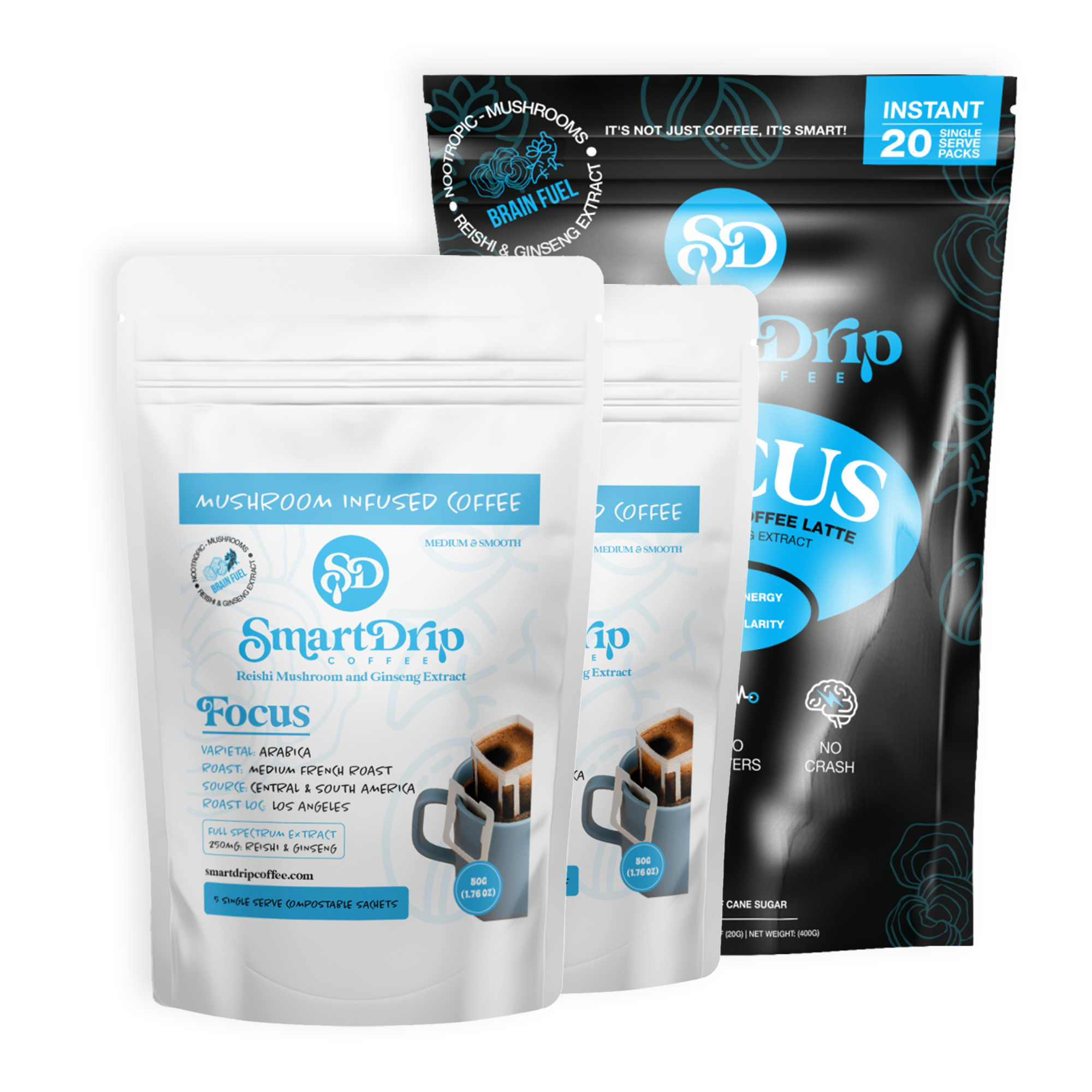 SmartDrip coffee packages on a white background